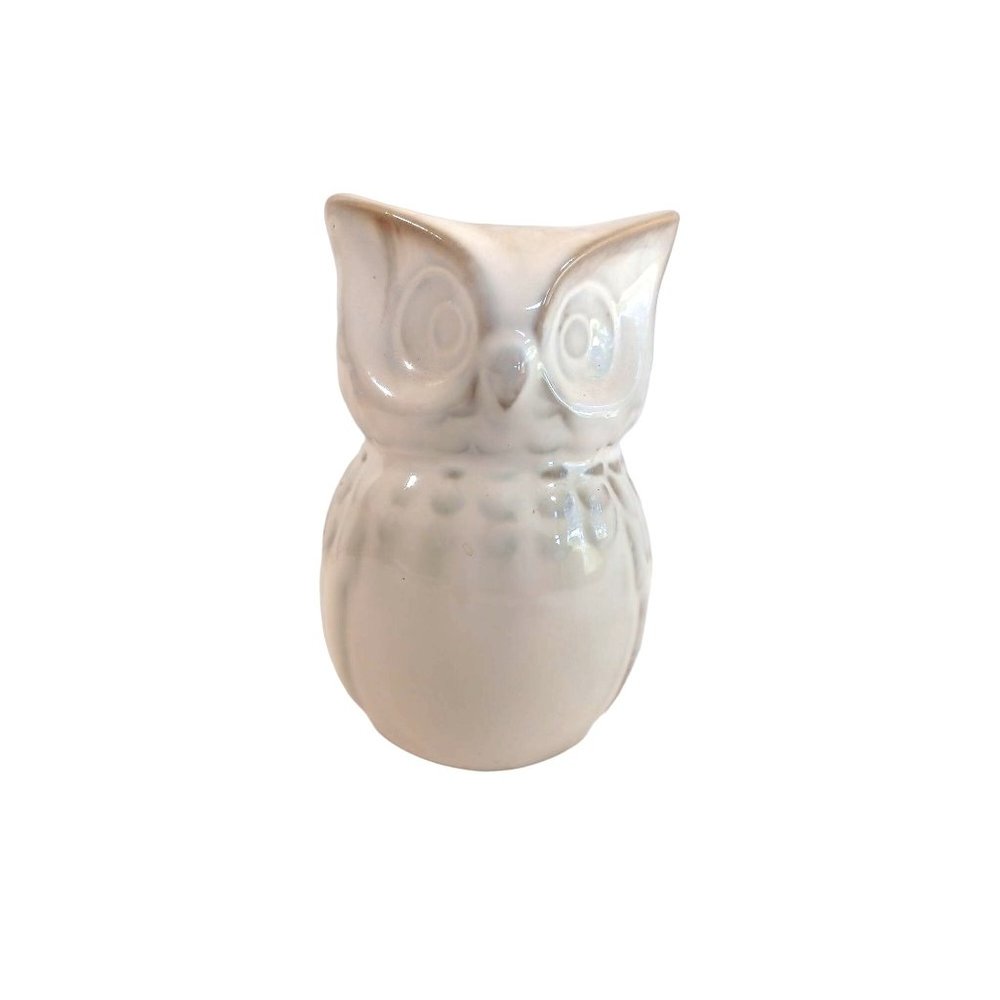 Vintage 1970's Ceramic Owl Figurine Vase Pencil Holder 4.5" x 2" Hand Painted